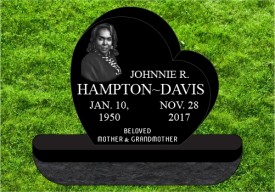 #1795 Elite Heart Black Granite Upright Engraved Letters & Laser Etched Photos of Loved One 34" L x 6" W x 28" H