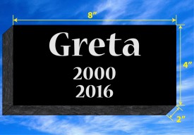 #1084L Pet Marker Black Granite All Laser Etched Letters & Photo Size 8" long X 4 wide X 2" thick   