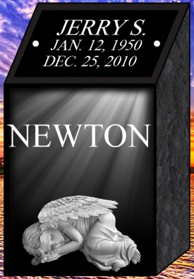 #1311A Black Cremation Pillar Engraved Letters & Laser Etched Photos of Loved One 10" L x 9" W x 18" H