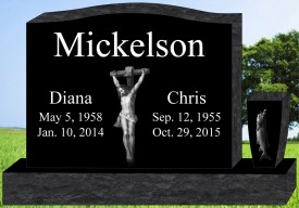 #1313 Black Granite Upright Engraved Letters & Laser Etched Photos of Loved  40" L x 4" W x 26" H