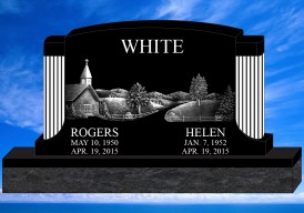 #1316L Elite Black Granite Upright All Laser Etched Letters & Photos of Loved One 68" L x 8" W x 38" H    