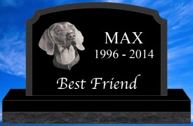 #2729L Pet Upright Black Granite All Laser Etched Letters & Photo Size 16" long X 4" thick X 10" tall