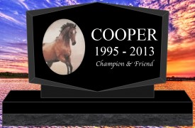#2730L Pet Upright Black Granite All Laser Etched Letters & Photo Size 16" long X 4" thick X 10" tall