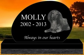 #2731L Pet Upright Black Granite All Laser Etched Letters & Photo Size 16" long X 4" thick X 10" tall