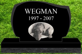 #2732L Pet Upright Black Granite All Laser Etched Letters & Photo Size 16" long X 4" thick X 10" tall