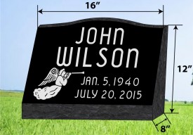 #476 Black Granite Slant Engraved Letters & Laser Etched Photos of Loved 16" wide X 8" thick X 12" tall      