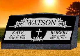#553 Black Granite Slant Engraved Letters & Laser Etched Photos of Loved 42" wide X 10" thick X 16" tall