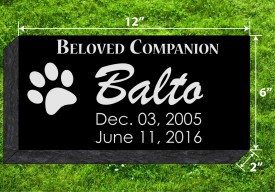 #871L  Pet Marker Black Granite All Laser Etched Letters & Photo Size 12" long X 6" wide X 2" thick   