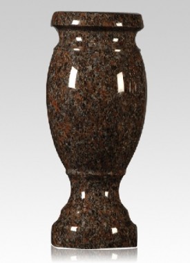 1806 Round Deer Brown Granite Vase 4" x 10"