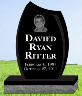 #1127L   Elite Black Granite Upright All Laser Etched letters & Photo of Loved one 34" L x 6" W x 42" H    