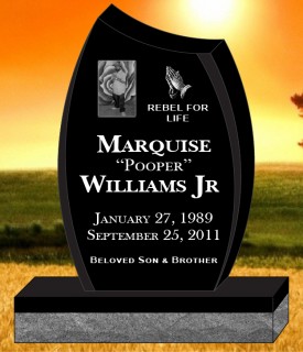 #1127  Elite Black Granite Upright Engraved Letters & Laser Etched Photos of Loved One 34" L x 6" W x 42" H    
