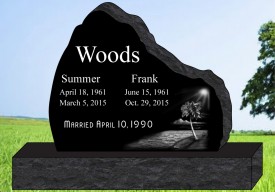 #1147L Elite Black Granite Upright All Laser Etched letters & Photo of Loved one 44" L x 6" W x 32" H    
