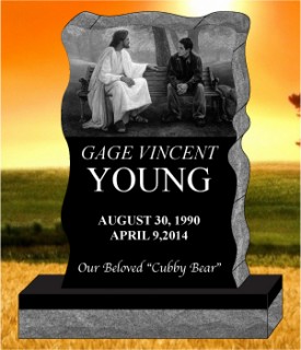 #1233L   Elite Black Granite Upright All Laser Etched letters & Photo of Loved one 34" L x 6" W x 42" H    