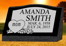 #1259 Black Granite Slant Engraved Letters & Laser Etched Photos of Loved 20" wide X 10" thick X 16" tall      