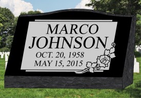 #1259L Black Granite Slant All Laser Etched Letters & Photo Size 20" wide X 10" thick X 16" tall      