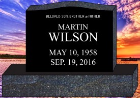 #1285 Black Granite Upright Engraved Letters & Laser Etched Photos of Loved One 36" L x 4" H x 24" W   