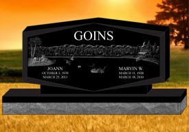 #1299  Elite Black Granite Upright Engraved Letters & Laser Etched Photos of Loved One 60" L x 6" W x 30" H    