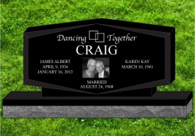 #1299L  Elite Black Granite Upright All Laser Etched letters & Photo of Loved one  60" L x 6" W x 30" H    