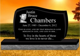 #1302L   Elite Black Granite Upright All Laser Etched letters & Photo of Loved one 60" L x 6" W x 32" H    