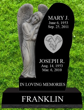 #1306 Elite Angel Black Granite Upright Engraved Letters & Laser Etched Photos of Loved One 42" L x 8" W x 54" H