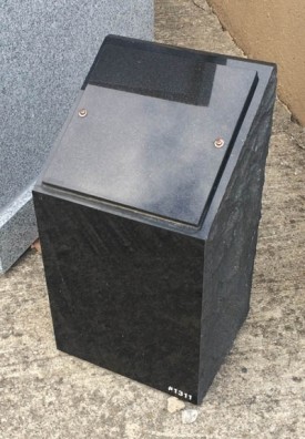 #1311 Black Cremation Pillar 10" Long X 9" Thick X 18" Tall  comes with engraving 