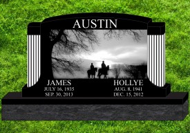 #1316 Elite Black Granite Upright Engraved Letters & Laser Etched Photos of Loved One 68" L x 8" W x 38" H    