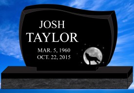#1553 Elite Black Granite Upright Engraved Letters & Laser Etched Photos of Loved One 48" L x 6" W x 30" H    