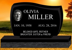 #1553L Elite Black Granite Upright All Laser Etched letters & Photo of Loved one 48" L x 6" W x 30" H    
