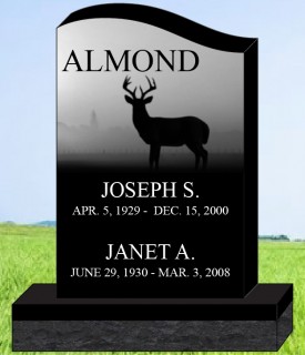#1713 Elite Black Granite Upright Engraved Letters & Laser Etched Photos of Loved One 34" L x 6" W x 42" H