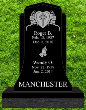 #1714 Elite Black Granite Upright Engraved Letters & Laser Etched Photos of Loved One 34" L x 6" W x 42" H