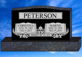#189 Black Granite Upright Engraved Letters & Laser size 48" long  6" thick  26" tall