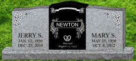#1910 Elite China Gray & Black Granite Upright Engraved Letters & Laser Etched Photos of Loved One 84" L x 6" W x 36" H