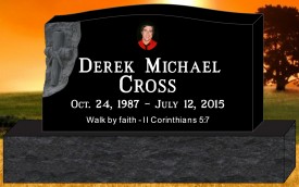 #1945L Elite Black Granite Upright All Laser Etched Letters & Photos of Loved One 48" L x 8" W x 28" H