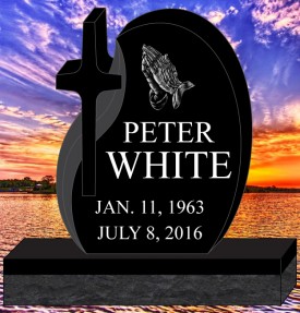 #2135L Elite Black Granite Upright All Laser Etched letters & Photo of Loved one 36" L x 6" W x 36" H    