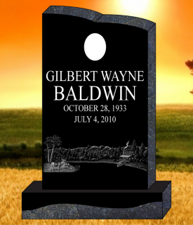 #301 Elite Black Granite Upright Engraved Letters & Laser Etched Photos of Loved One  32" L x 8" W x 46" H 