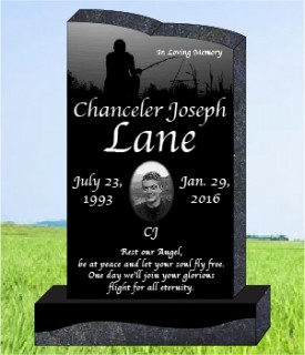 #301L   Elite Black Granite Upright All Laser Etched letters & Photo of Loved one 32" L x 8" W x 46" H 