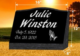 #476-FL1 Black Granite Slant All Laser Etched Letters & Photo Size 16"wide X 8" thick X 12"tall      