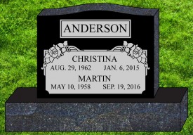 #647 Black Granite Upright Engraved Letters & Laser Etched Photos of Loved  36" L x 6" W x 24" H 
