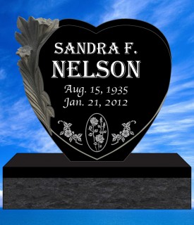 #910 Elite Heart Black Granite Upright Engraved Letters & Laser Etched Photos of Loved One 36" L x 8" W x 36" H    