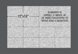 #2935 Paver NSDKC Donor level #2 12"x18" 24 Characters 4 Rows 1" tall letters